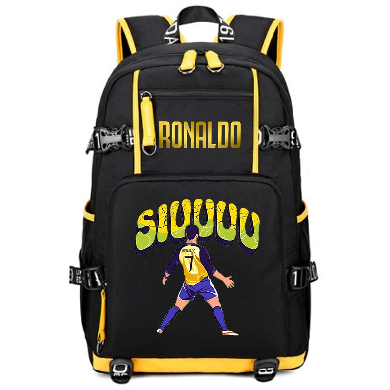 Mochila estampada Ronaldo para jóvenes, bolsa de viaje para estudiantes del campus, adecuada para niños y niñas