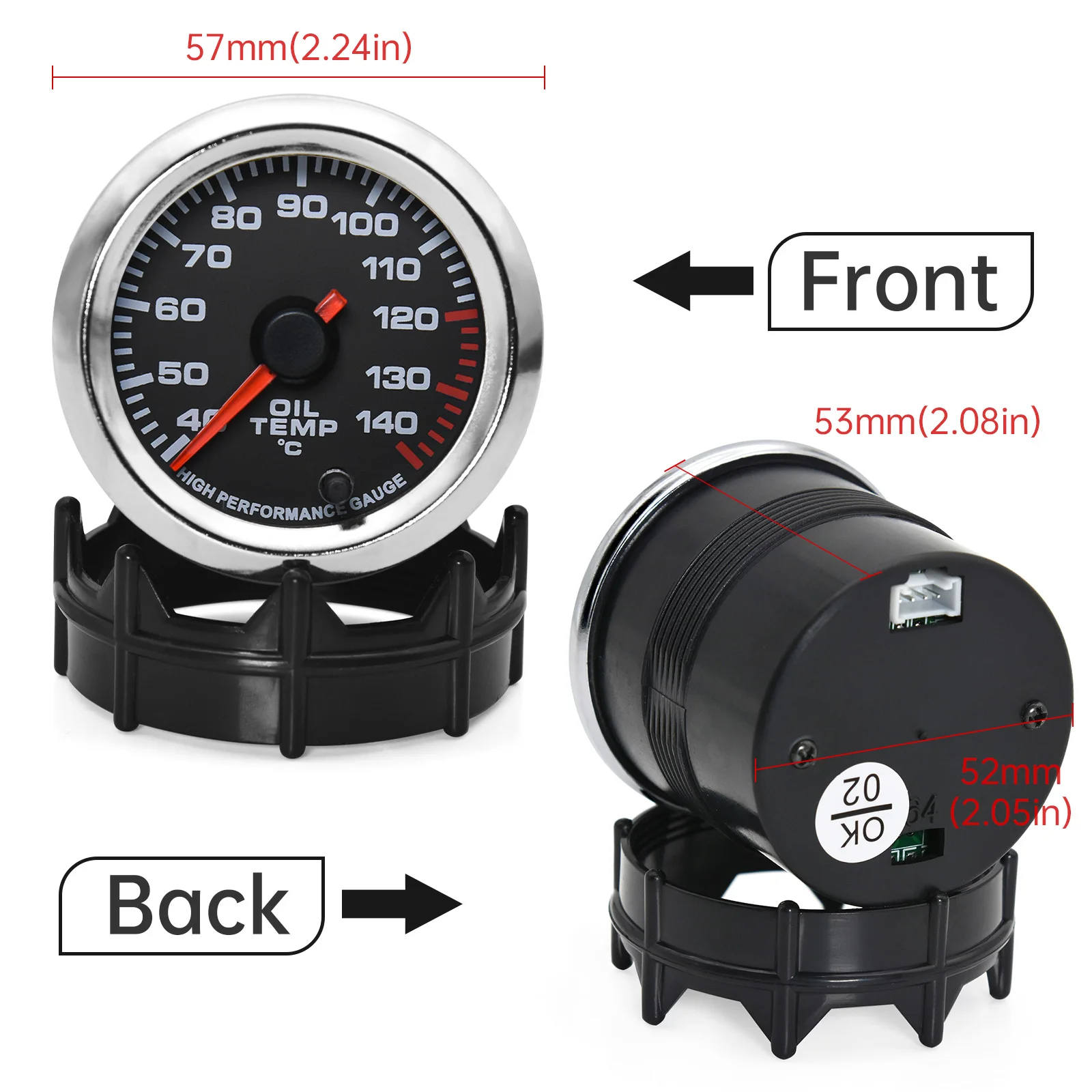 HD 7 Colors 52mm Digital Oil Temperature Meter Oil Temp Gauge Indicator for Car 12V 40-120℃ Coolant Temperature Sensor 10mm
