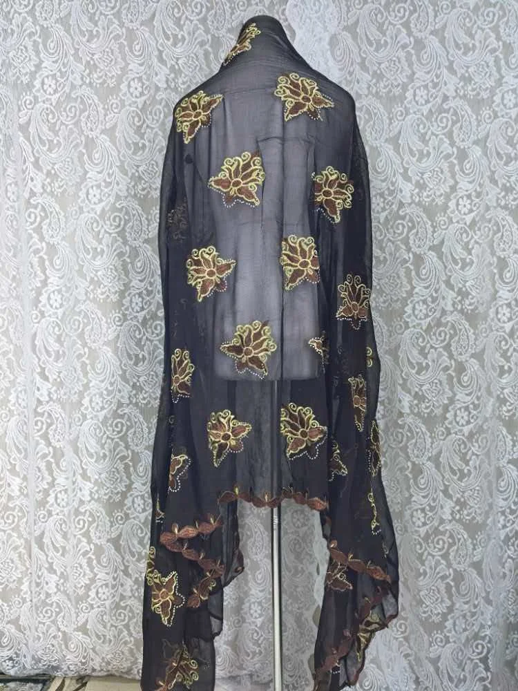 Schal Muslimische Afrikanische Tücher Chiffon Gute Qualität 2026 Neueste Afrikanische Muslimische Islamische Hijab Dubai Stickerei Schal Kashkha Dubai – Detail 2