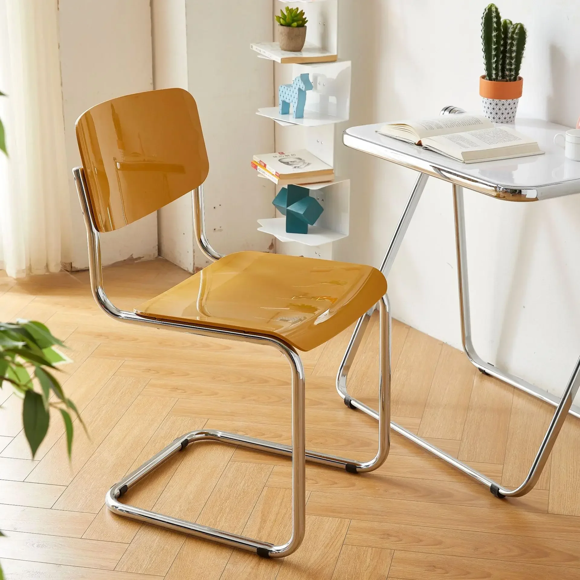 Wuli Modern Minimalist Backrest Dining Chair Home Small Apartment Bedroom Dressing Stool Office Chair Nordic Iron