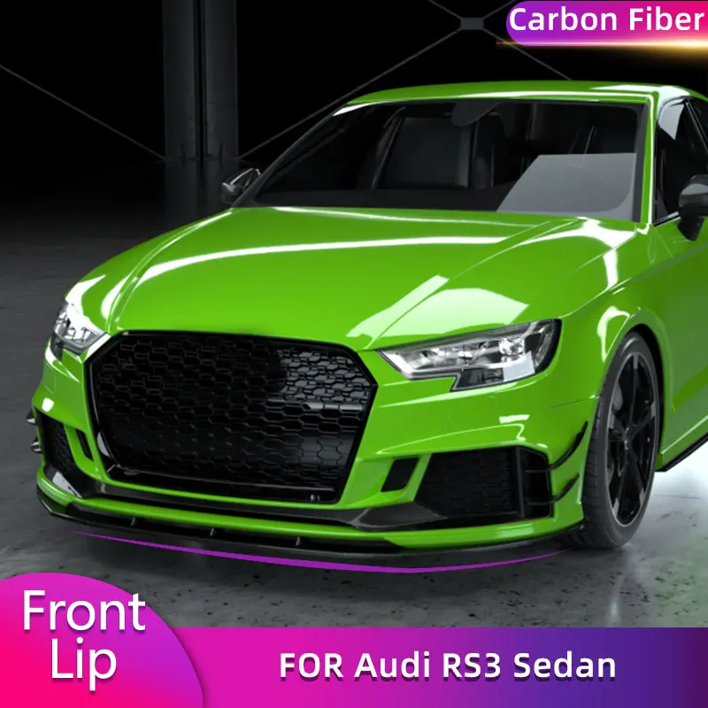 

Carbon Fiber Front Bumper Lip Spoiler for Audi RS3 Sedan 4-Door 2017-2019 Car Racing Front Lip Chin Apron Guard Body Kit