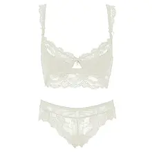 Lace Padded Bra and Briefs Set Women #5