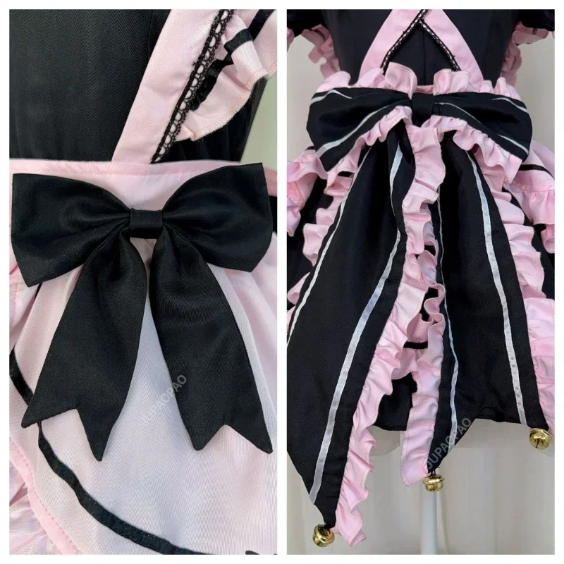 Japanse en Koreaanse Mode Kawaii Meisjes Pluizige Korte Mouwen Prinses Jurk Zwart Roze Meid Lolita damesjurk Set Slim Fit