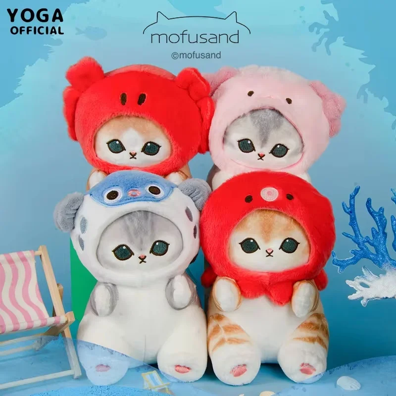 Original Mofusand Kawaii Cos Cat Plushies 23cm Cosplay Marine Animals Crab Octopus Salamander Cute Plush Doll Children Gift