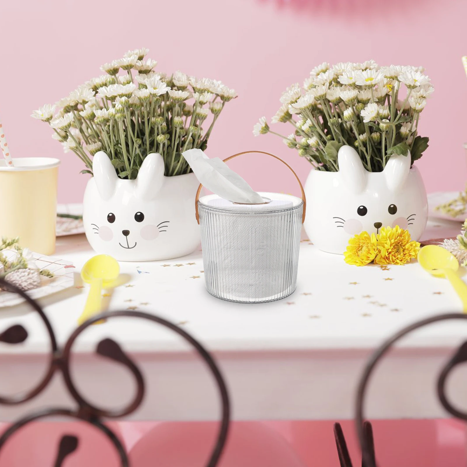 

Cylindrical Tissue Storage Box With Cover Modern Napkin Holder For Living Room Dining Table Coffee Table Reusable Tissue