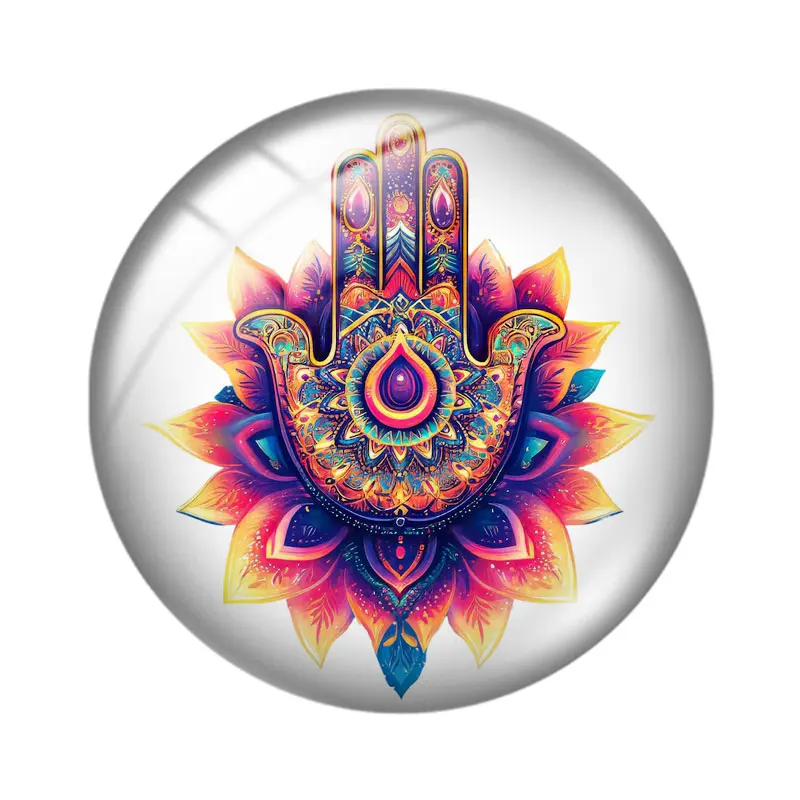 Mystical Hamsa Clipart 12/18/20/25mm Glass Cabochon Bracelet Pendant Rings for Jewelry Demo Earrings Back Making Findings