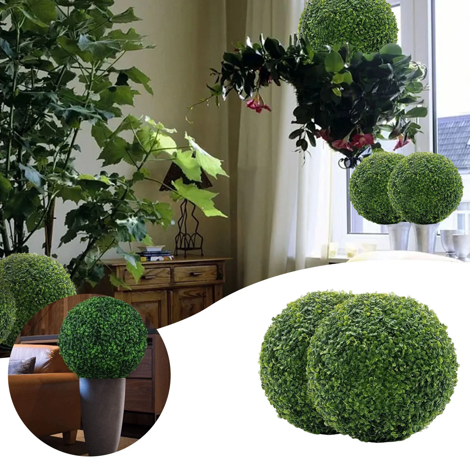 Artificial Boxwood Topiary Ball Elegant Indoor And Outdoor Decor Artificial Grass Ball for Arcades Decks And Outdoor Walkways