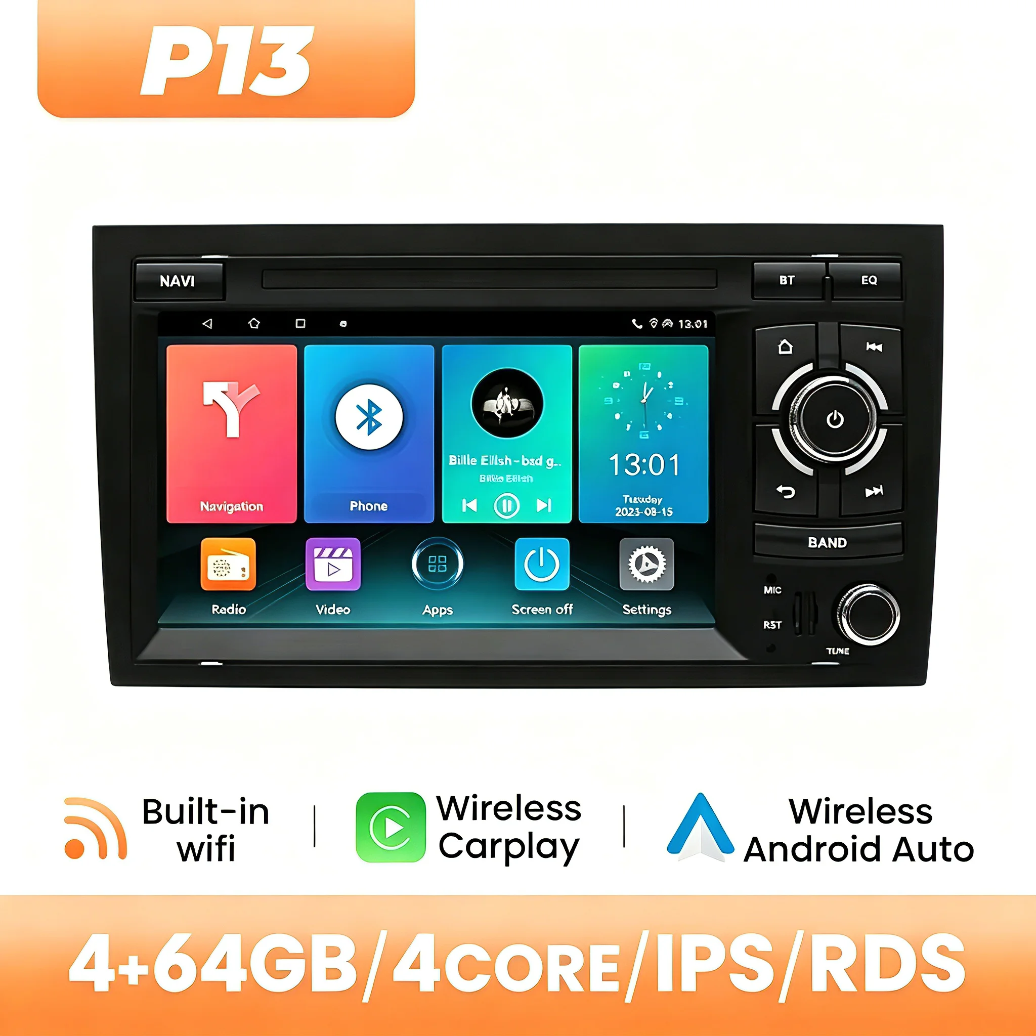 Android14 Draadloze Carplay Auto Multimedia Voor Audi A4 B8 B6 B7 S4 B7 B6 RS4 B7 SEAT Exeo 7 "IPS Navigatie DSP 4G Wifi AutoRadio