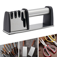 Manual Knife Sharpener 4 Stage - Tungsten Steel Diamond Ceramic, Anti Slip Base for Kitchen Knives Scissors