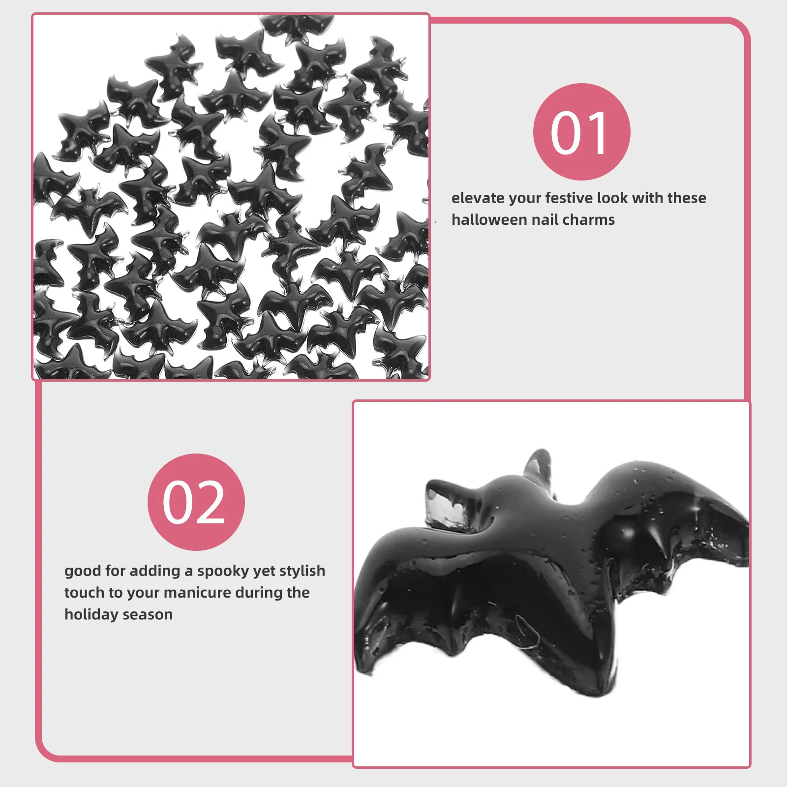 300Pcs Halloween Nail Charms Dark Retro Animal Patterns Sturdy Resin DIY Application Easy Removal for Holiday Nails