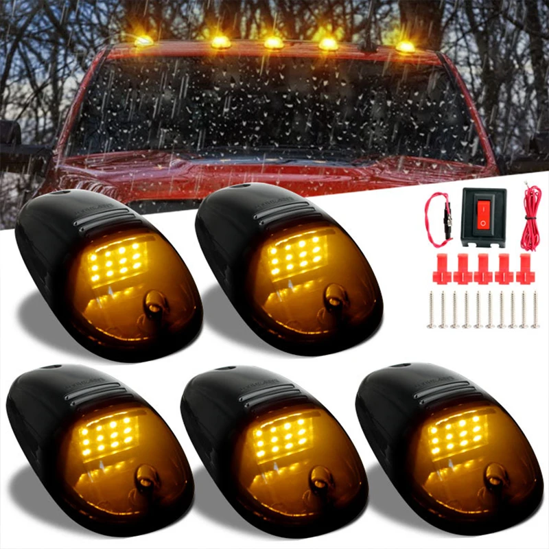 

5PCS 12V LED Smoke Cab Roof Mouse Light Running Light Assembly, General Dodge Pickup SUV Off Road Vehicle