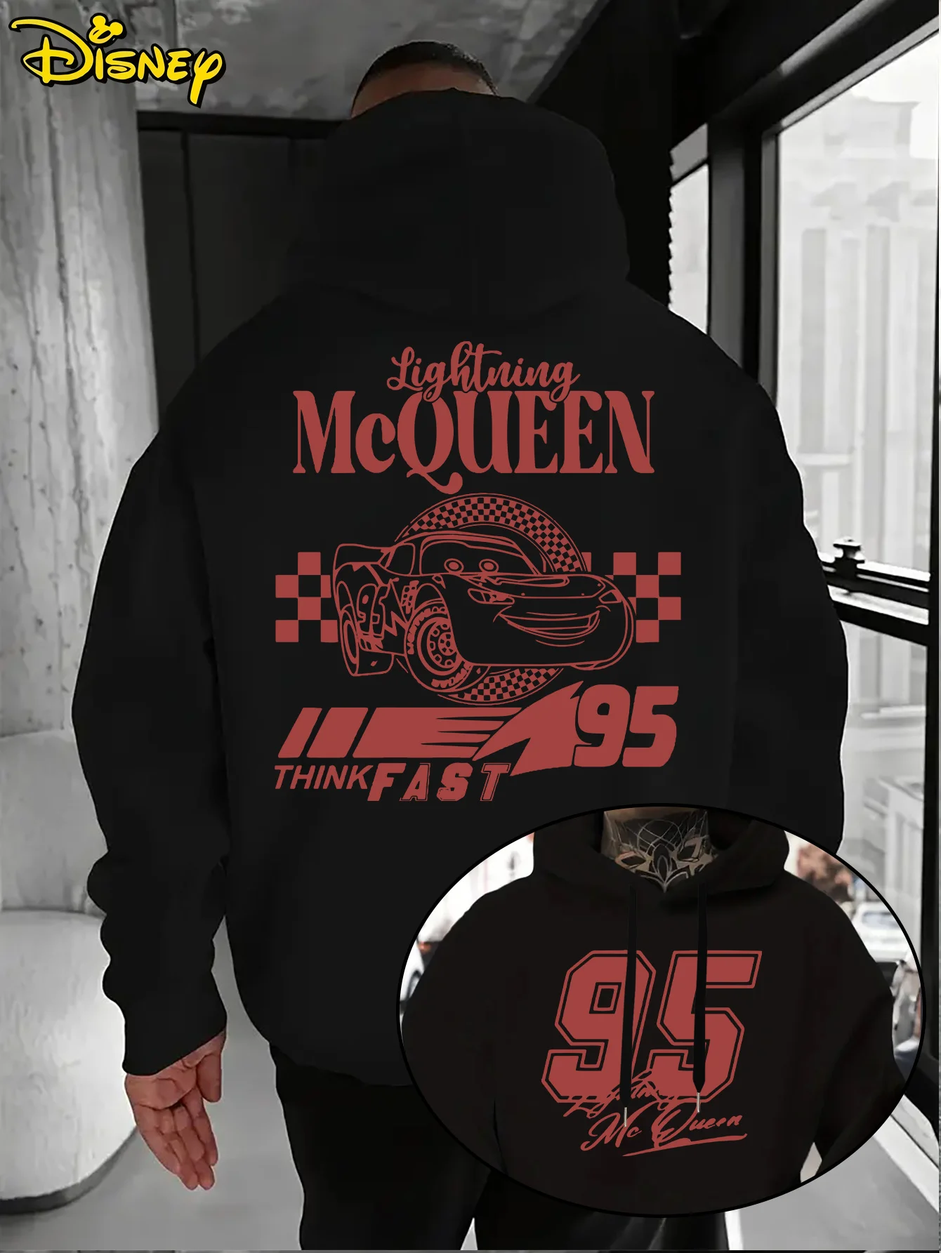 ديزني سيارات البرق ماكوين الرجال هوديي الخريف الشتاء عارضة للجنسين البلوز البلوز رياضية الملابس هودي المتضخم #2