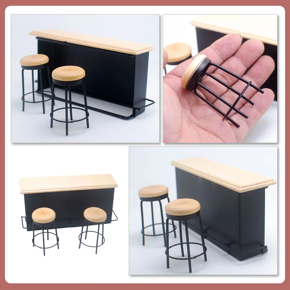 Modèle de scène l'inventaire de table, maison de courses, piste de bar ols, mini jouets de cuisine, chaise de modèle, décorations de comptoir, ornement de salle à manger, café