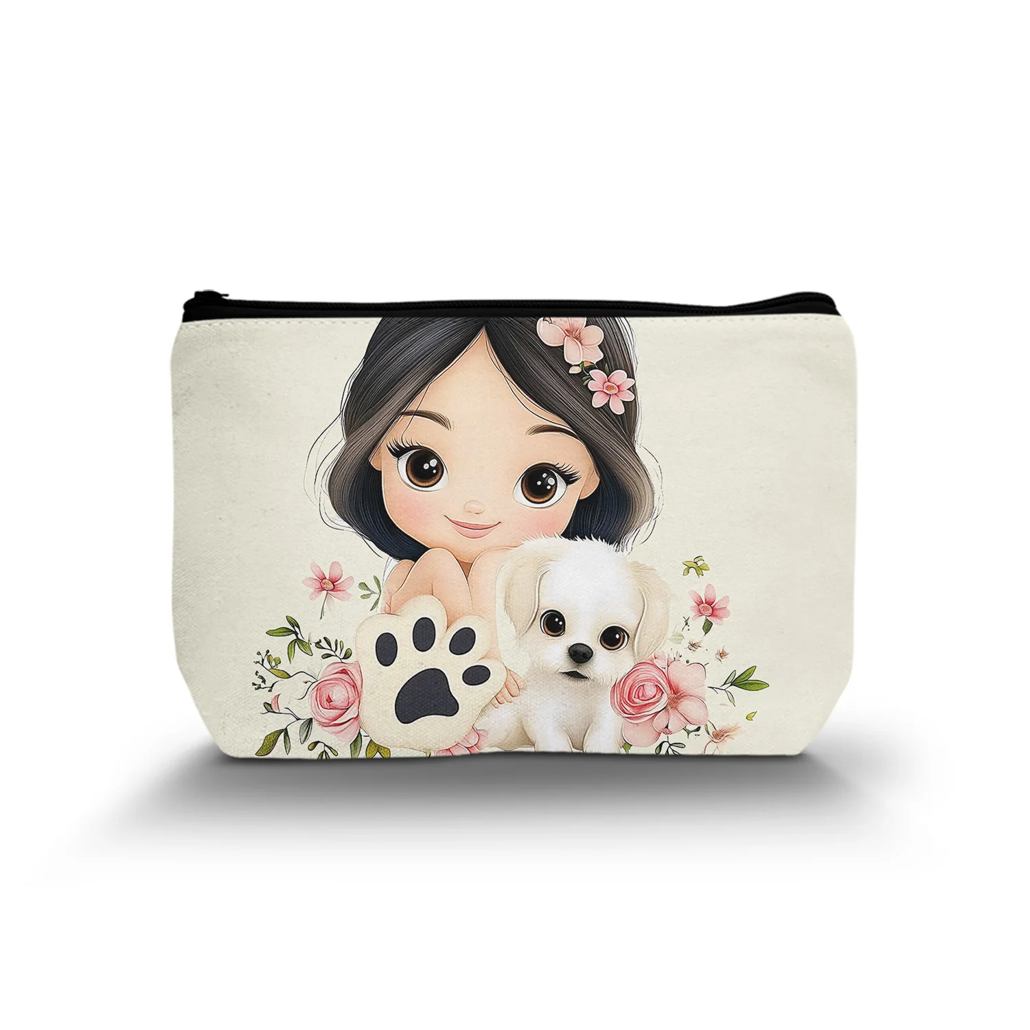 1Pc Cute Puppy Cosmetic Bag Makeup Bag With Zipper Fun Gift For Women Best Gift For Animal Lovers Rich Color Design