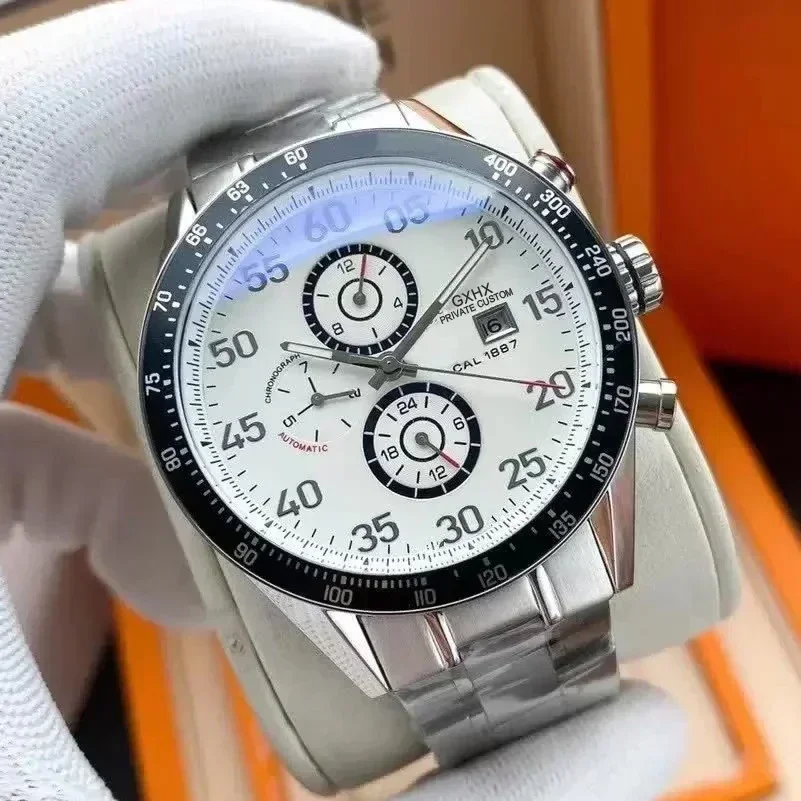 Luxury Mens Watch Automatic Mechanical Watch Black Leather  Watches for Men  Stainless Steel Mens Watch