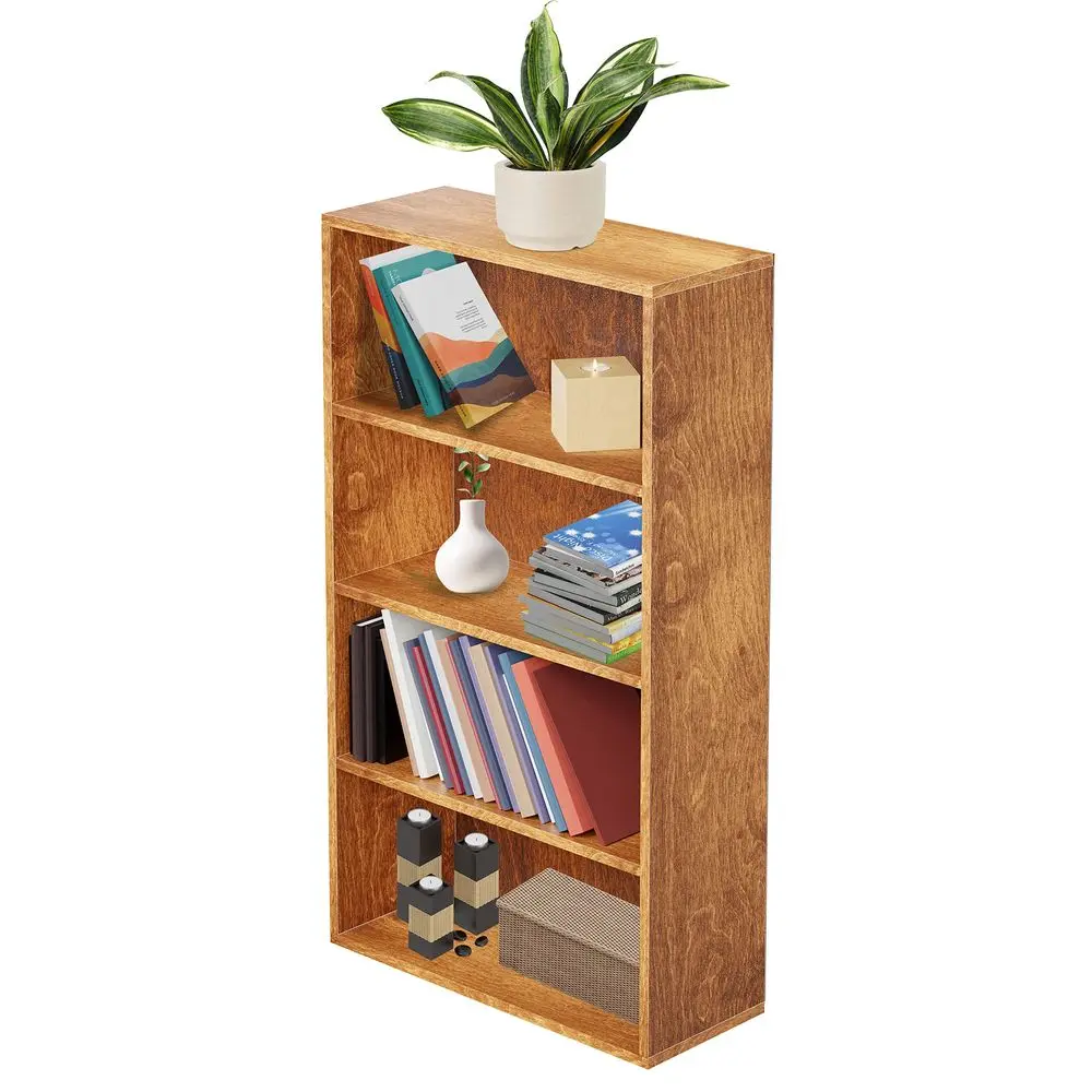 Librero Minimalista con 4 Repisas para Libros o Decoración de Madera MDF 106x60 cm. Pequeño Vibrador para Sala o Recámara. Librero Ni