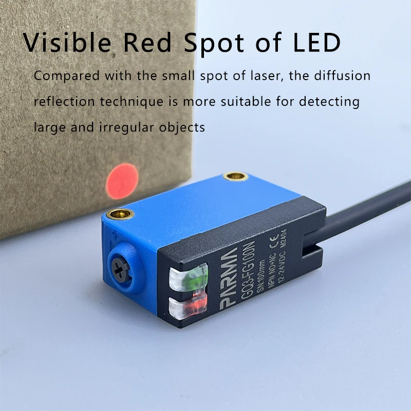 PARMA Photoelectric sensor visible LED red diffuse reflection D61 detection range of 100mm, Gq3-fg100n