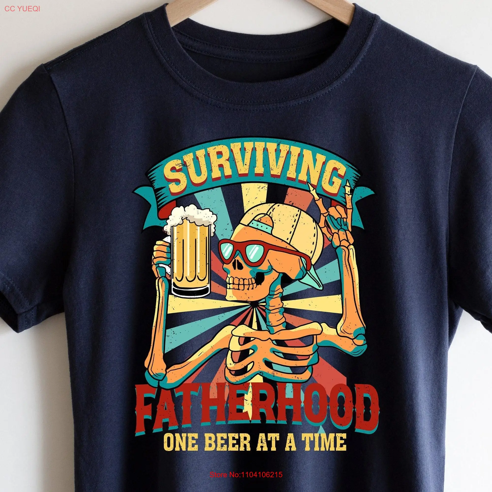 Surviving Fatherhood one Beer at a Time T Shirt Funny Dad Life Birthday Sarcastic Fathers Day long or short sleeves