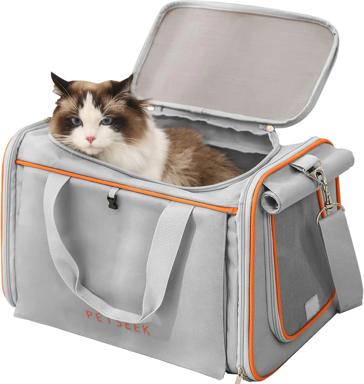 

Large Cat Carrier, 14 lbs Load Bearing 18" Airline Approved Pet Carrier, Soft Sided Foldable Cat Carrier Pet Travel Carrier