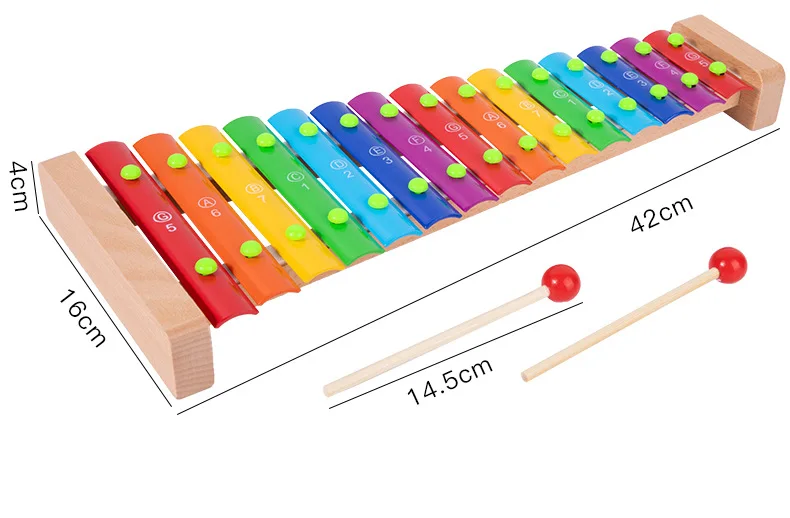 15 scale kids wooden musical instruments toy Wooden hand-knocking children's percussion instrument Orff xylophone toy