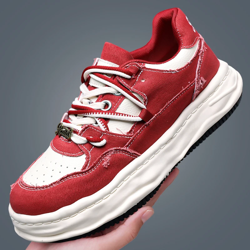High Quality Men's Running Shoes Men's Spring Autumn New Wine Red Trendy Breathable Soft Bottom Men's Casual Sneaker Zapatillas