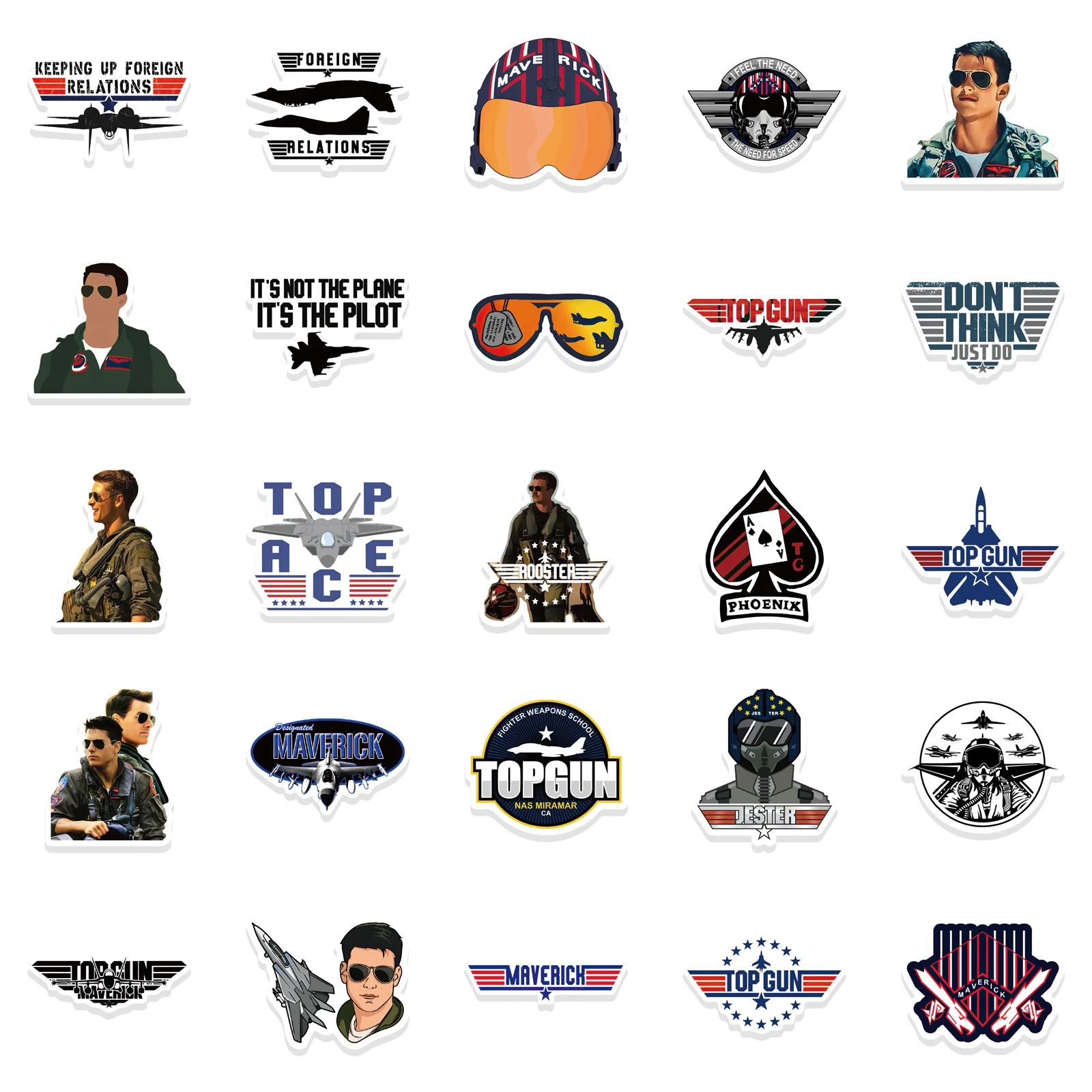 50pcs Movie Top Gun Maverick Graffiti Stickers Laptop Luggage Motorcycle Guitar Skateboard Waterproof Kids Toys Sticker Decals