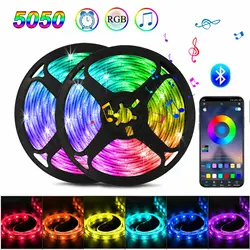 RGB LED 스트립 조명, 크리스마스 스마트 SMD 5050 블루투스 페스툰 유연한 테이프, 다이오드 리본 백라이트 앱 제어, 홈 룸 장식