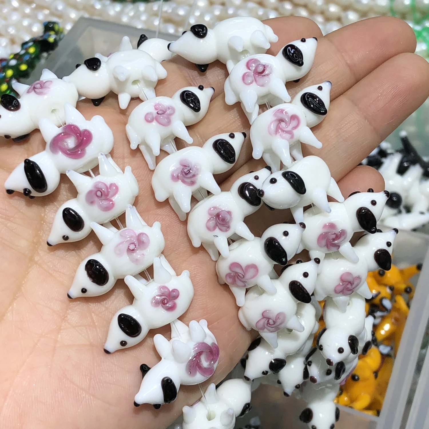 14x25mm Handmade Lampwork Glass Flower Dog Animals Beads Loose Crafts Beads For Jewelry Making DIY Bracelet Earring Necklace