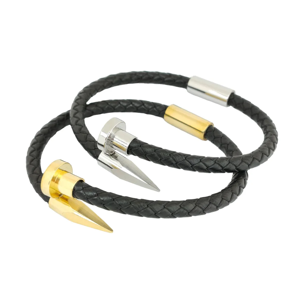 Stainless Steel Nails Magnet Buckle And Woven Cowhide Bracelet Are Suitable For Men Women\'s Jewelry And Beautiful Gift