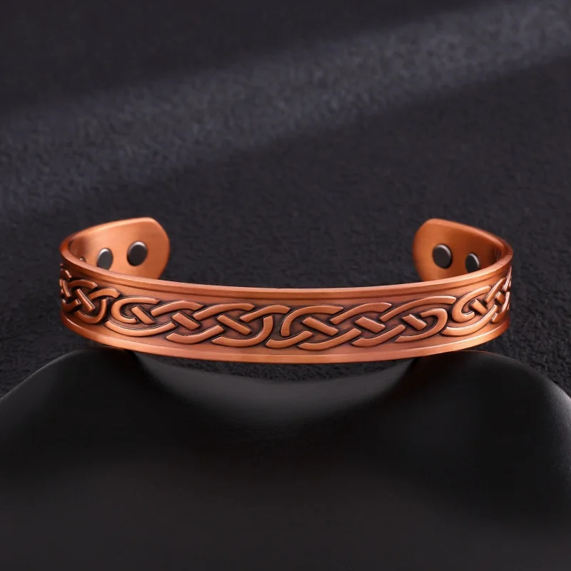 Pure Copper Magnetic Cuff Bracelet with Neodymium Magnets, Lucky Viking Amulet for Men & Women, Adjustable Unisex Jewelry Gift view 5
