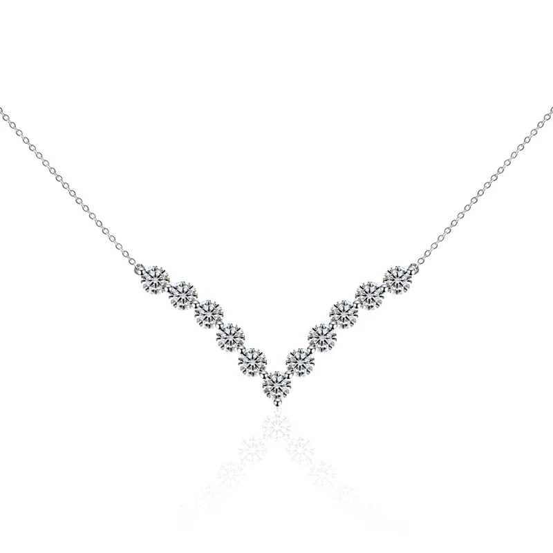 Ready To Ship 18k White Gold Multilayer White Def Color Vs Lab Grown Diamond Necklace For Woman