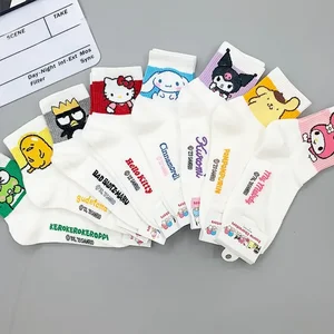 Socks Girls Hello Kitty, Y2K, Medium Kuromi Cinnamoroll, Kawaii Saanrio, Melodie, Rosen, Schwarz, Weiß 6 Hauptverkäufe Branca Cinnamon Hälfte - №5