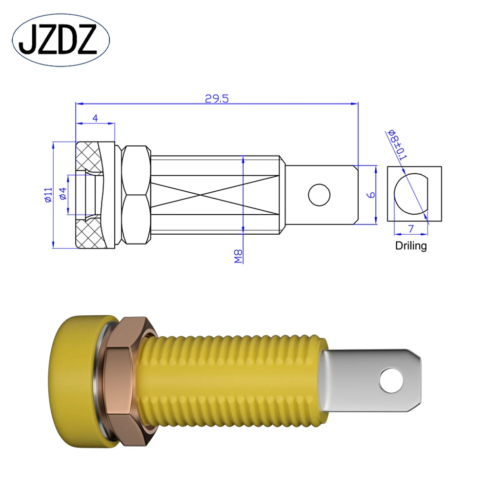 JZDZ 10pcs 4mm Banana Socket Binding Post Nut Banana Plug Jack Electrical Connector Terminal Test Hole DIY Parts Tools J.40015