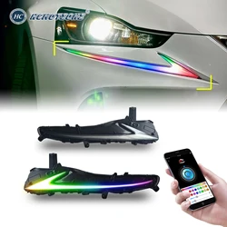 HCMOTIONZ LED Day Running Lights for Lexus IS250 IS350 F 2013-2016 2017-2020 Front Fog Lamp Dynamic Turn Signal RGB/Blue Light