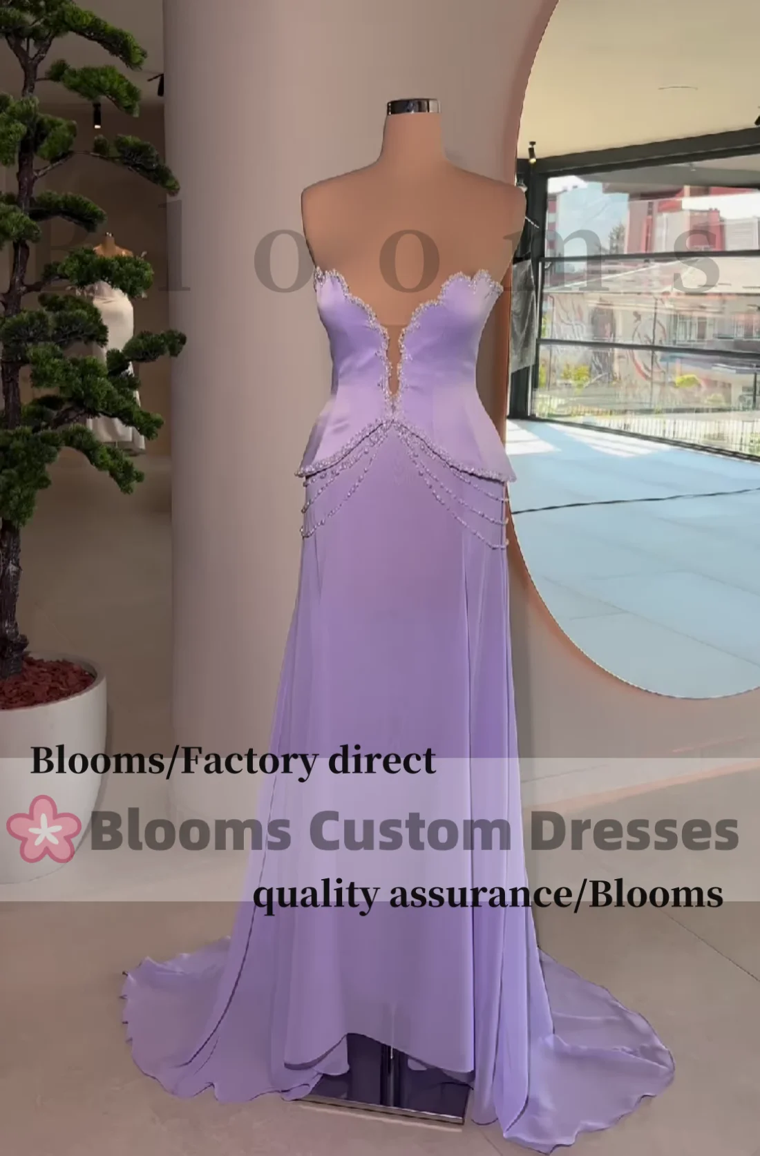 Blooms Sweetheart Sexy Beaded Customized Evening Dress Sleeveless Chiffon Back Zipper Formal Occasion Party Dress For Prom Bride