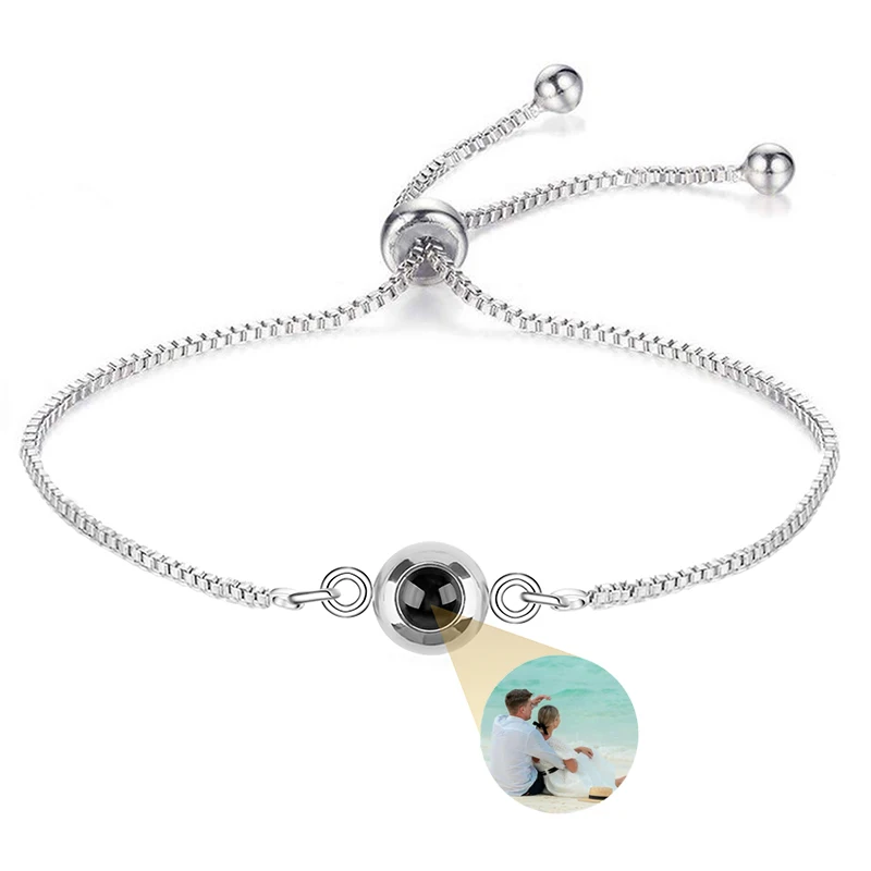 Personalisiertes Foto-Armband mit Bild im Inneren, 100 Sprachen 'Ich Liebe Dich' Projektions-Armband aus Edelstahl – Detail 8