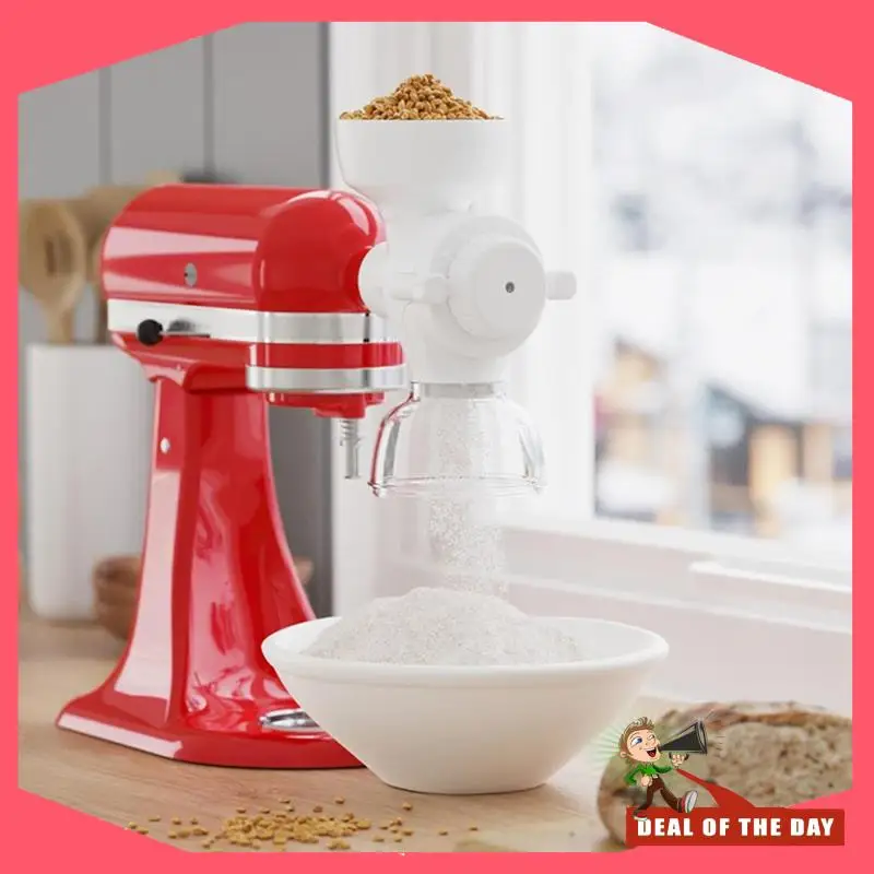 تسليم خلال 24 ساعة لمرفق مطحنة الدقيق لخلاط كيتشن ايد، مطحنة حبوب 8 مستويات للقمح والشوفان والفاصوليا والقهوة