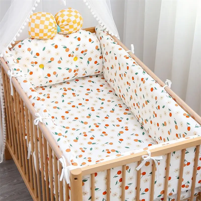 Newborn Cotton Breathable One-piece Bed Bumper Removable Washable Children Bedding Set Four Seasons Universal Cartoon CribBumper