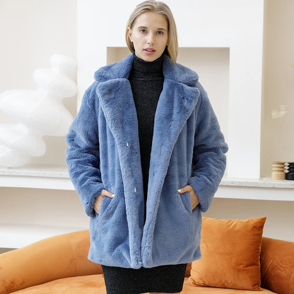 Manteau court moelleux en fausse fourrure pour femme, veste en fausse fourrure, haute qualité, automne, hiver, 2023