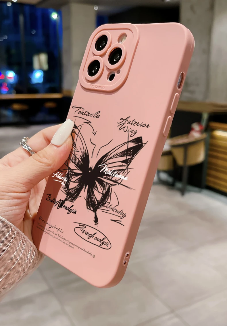 for Samsung Galaxy A15 A05 A35 A55 A14 A24 A34 A54 A33 A53 A73 5G Drawing Butterfly Square Case Cover