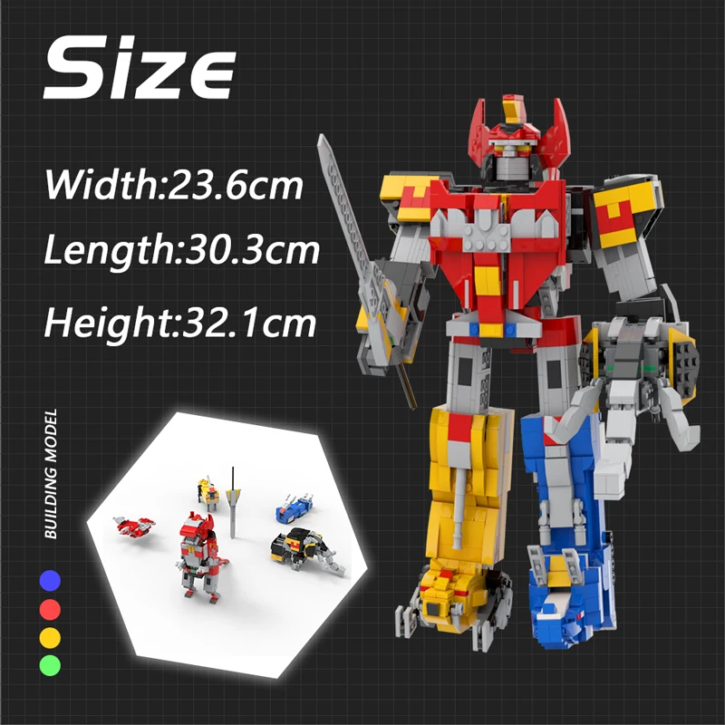 MOC For Power Morphin Dinosaur Team Rangers Megazord Robot Building Blocks Kit Deformation Mecha Bricks Toys Children Kids Gifts