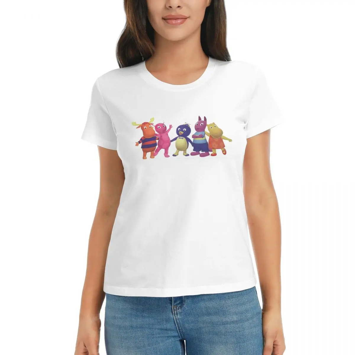 

Женская футболка с заднем дворе, летние футболки с короткими рукавами, хлопковые футболки с круглым вырезом, одежда, топы, уличная одежда