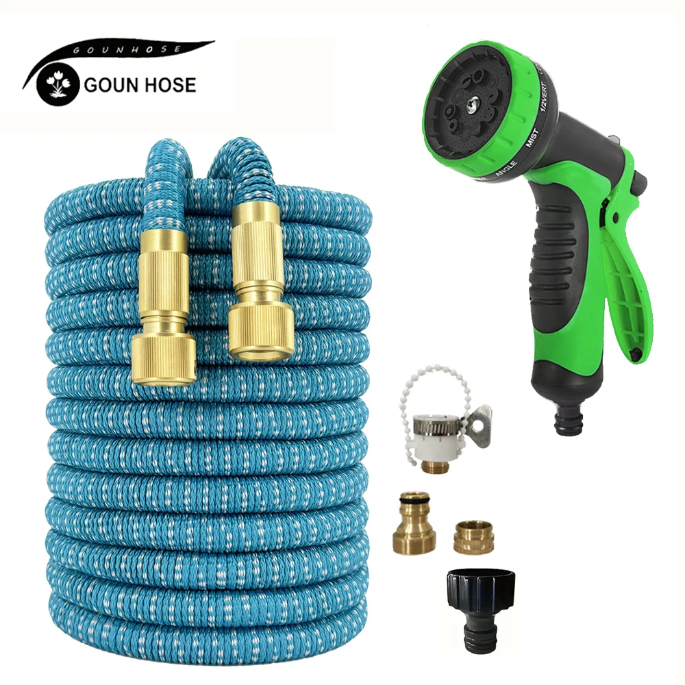 

Шланг для полива сада Расширяемый биметаллический соединительный шланг для орошения садовой фермы Автомойка Водяной пистолет высокого давления Полив КОЖАННЫЙ ШЛАНГ