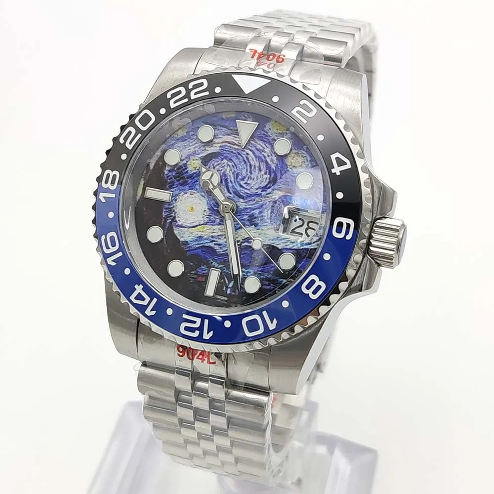 Van Gogh Men's Watch Stainless Steel Case 40mm Sterile NH35 Automatic Movement Sapphire Glass Date Waterproof  Bracelet