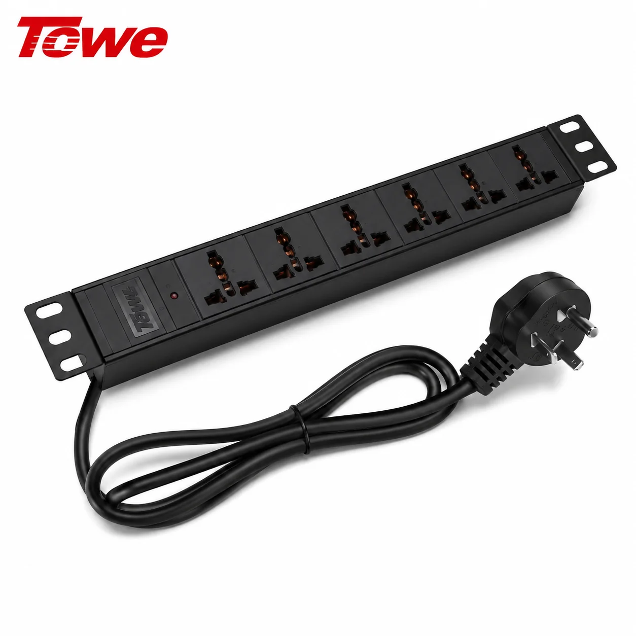 TOWE 8 Outlet Universal Socket Power Distribution Unit 10A 19 Inch Rack Mount PDU for Server Rack Cabinet Data Center Equipment