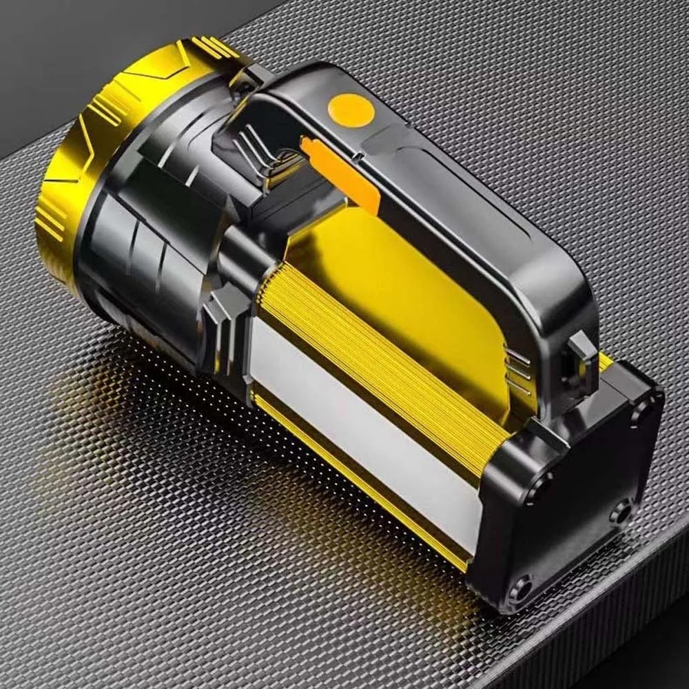 كشاف تخييم مائي مضاد للرذاذ مع أضواء جانبية USB قابلة لإعادة الشحن، كشاف بلاستيكي محمول، بطارية 2400 مللي أمبير في الساعة