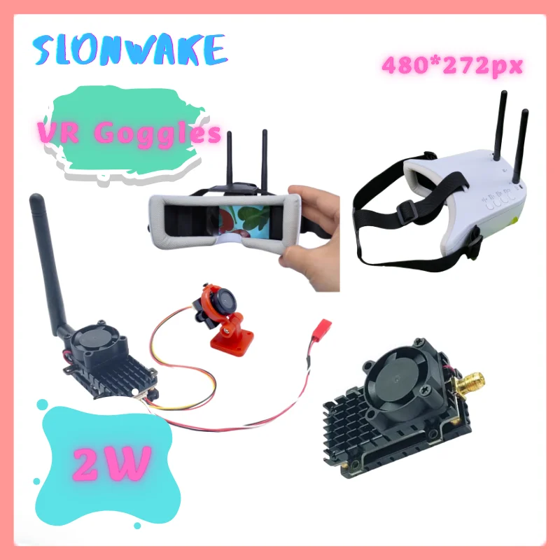 5.8G 48CH FPV VR Goggles Monitor 480p with CMOS 700TVL fpv camera   5.8G 200/500/1000/2000mW adjustable transmitter launcher