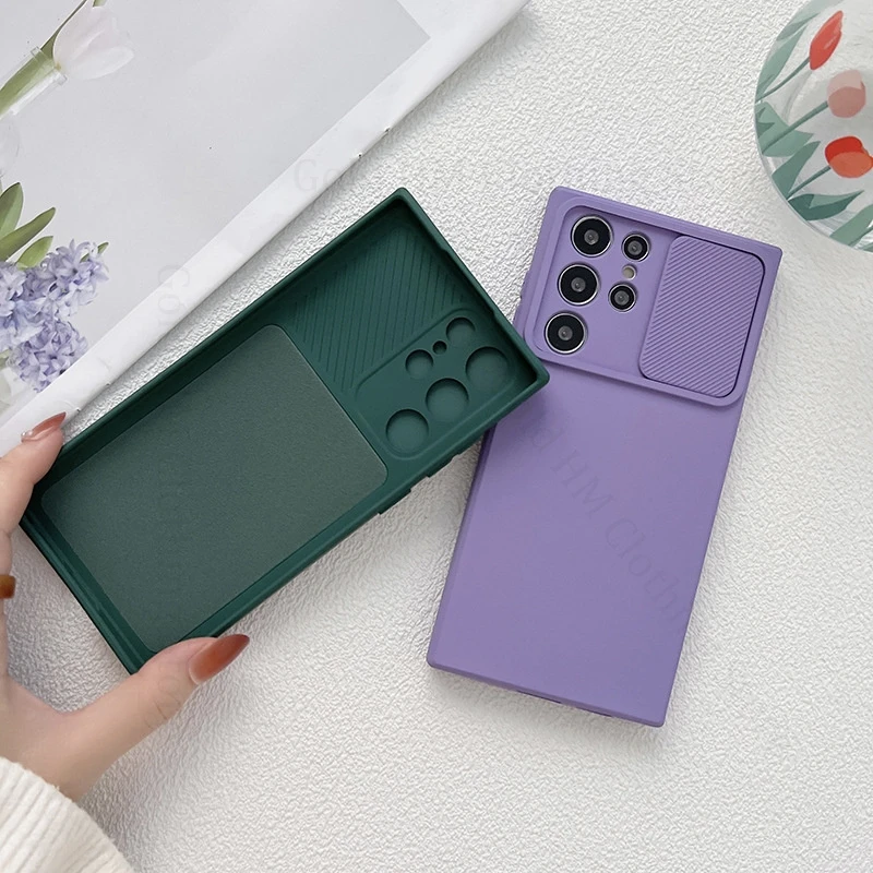 

Slide Camera Soft Silicone Phone Case For Samsung Galaxy A56 A36 A16 A06 A55 A73 A53 A33 A35 A52 A54 A22 5G Lens Protector Cover