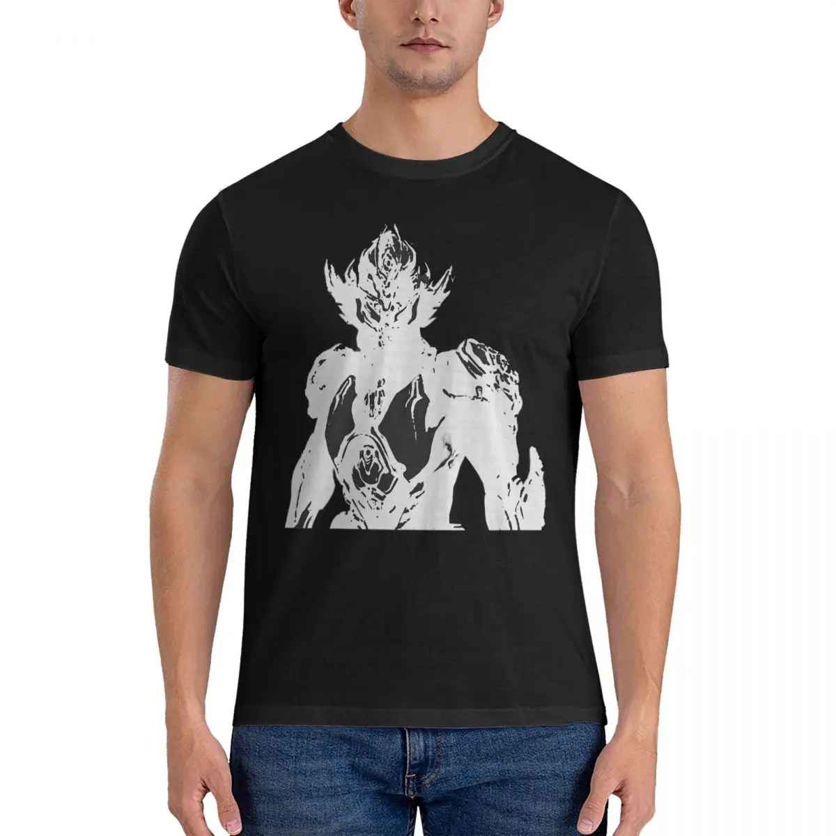 Men T-Shirt Silhouette Prime Warframe Fan- Funny Pure Cotton Tee Shirt Short Sleeve Black Myth Wukong T Shirts Round Neck