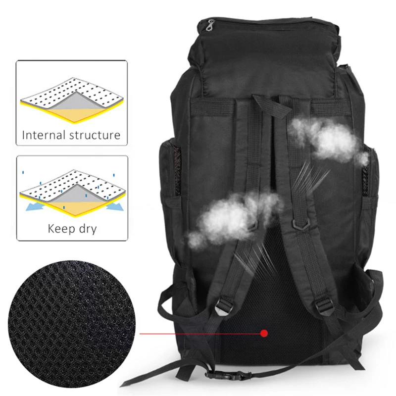 80L Travel Backpack Camping Bag For Men Large Hiking Bag Tourist Rucksack Waterproof Outdoor Sports Climbing Mountaineering Bag